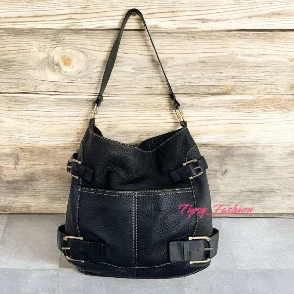 Michael Kors Yacht Club Leather Hobo Shoulder Bag Black